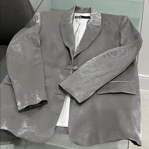 Zara Metallic Gray Blazer for women
